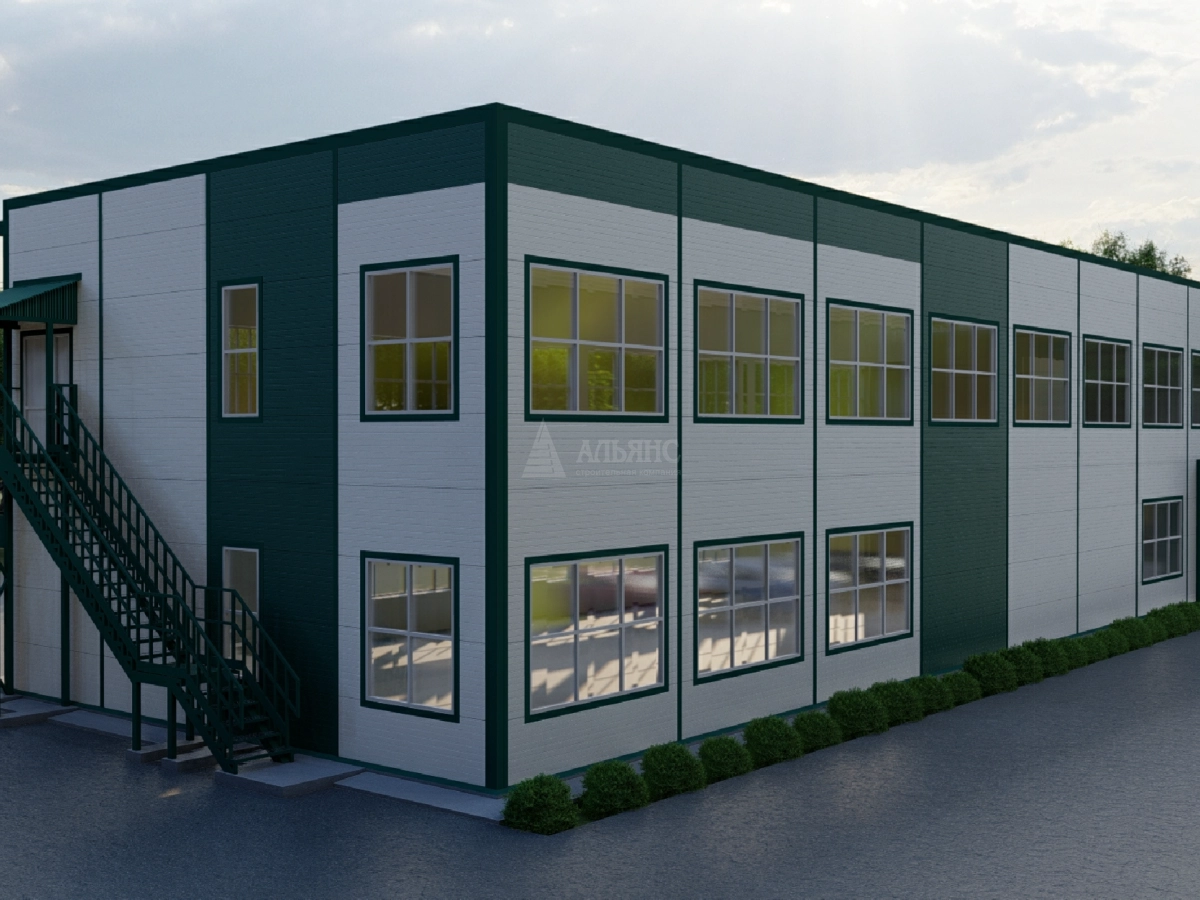 3D визуализация Здание АБК из сэндвич-панелей - фото 4